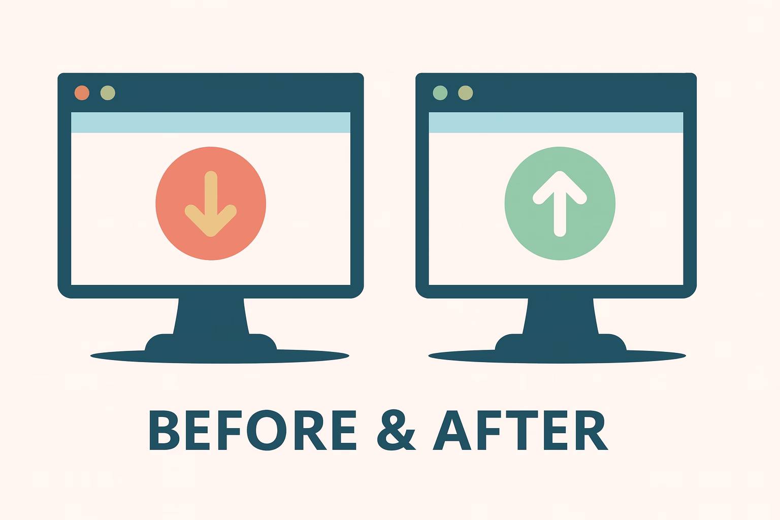 Avant et après optimisation de site web