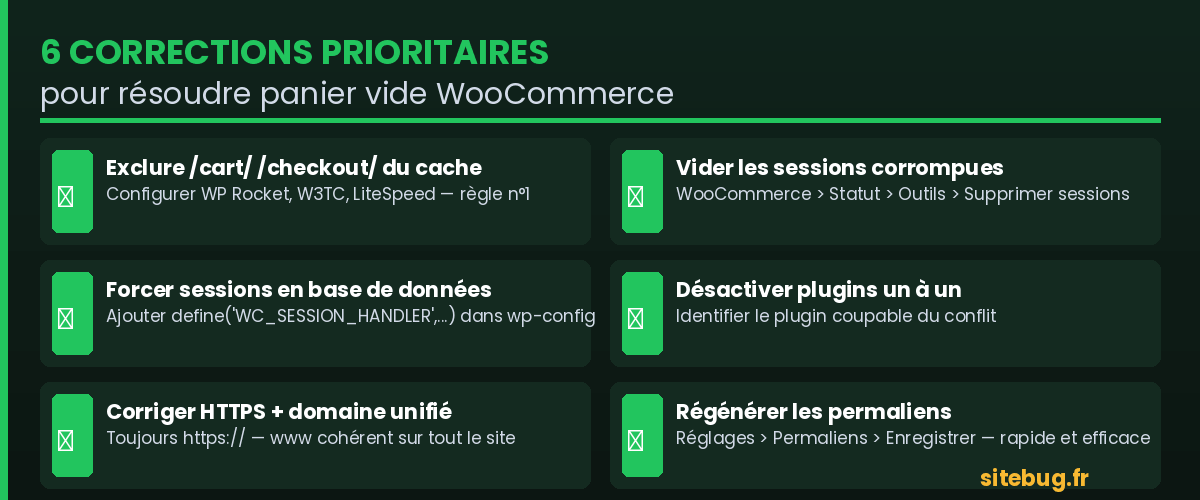 Les solutions lorsqu'un panier woocommerce se vide