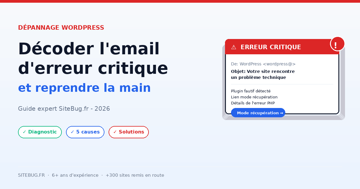 Dépannage WordPress : décoder l'email d'erreur critique et reprendre la main