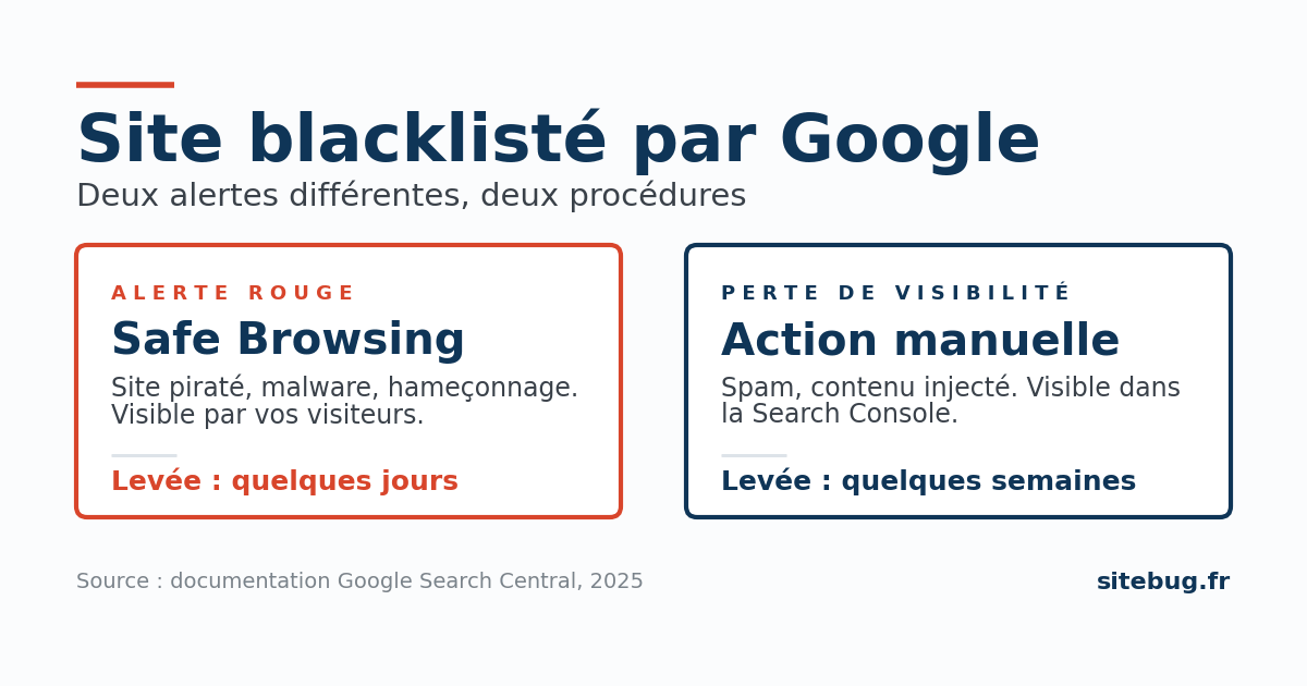 Site blacklisté par Google : déblacklister un site WordPress piraté, étape par étape