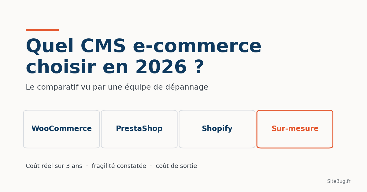 Quel CMS e-commerce choisir en 2026 : le comparatif d'une équipe de dépannage
